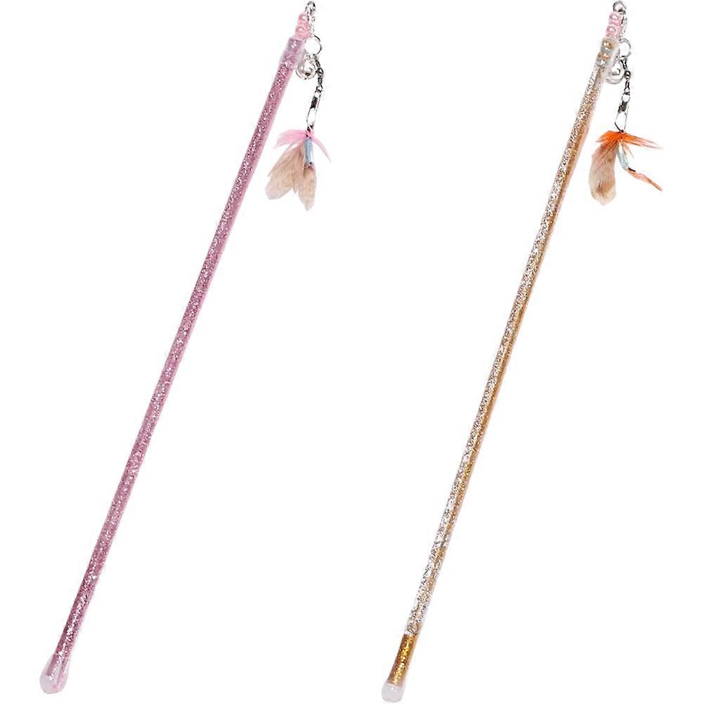 Interactive Cat Teaser for Kittens Indoor Play Long Wand Assorted Color Stress Relief 4 Pcs