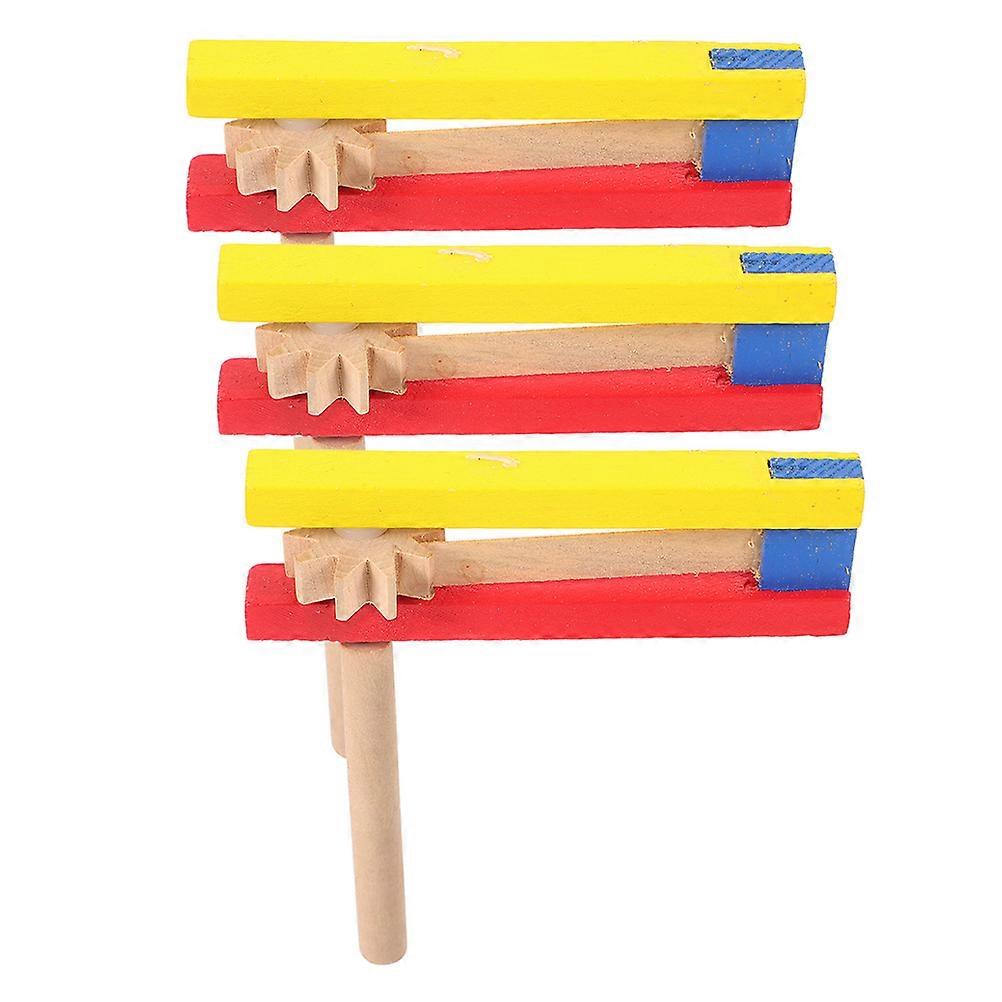 Kids Castanets Wooden Castanet Long Handle for Children 12Pcs Musical Instrument
