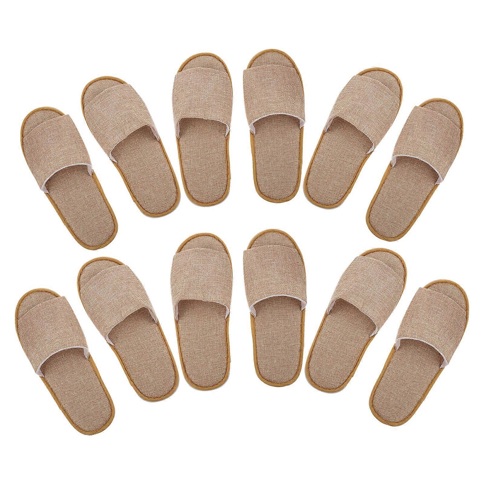 Comfortable Nonslip Slippers 6 Pairs Open Toe Portable Yellow for Travelers and Guests