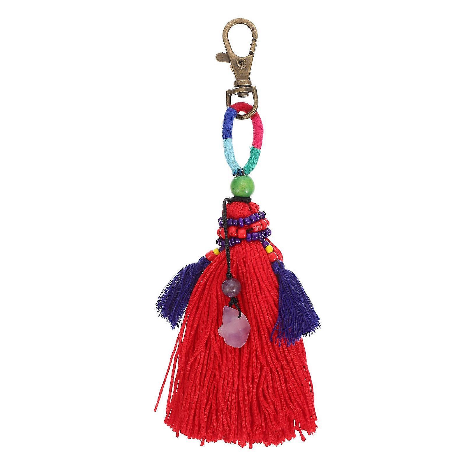 Tassel Pendant Bohemian Car Accessories for Decoration 2Pcs Red