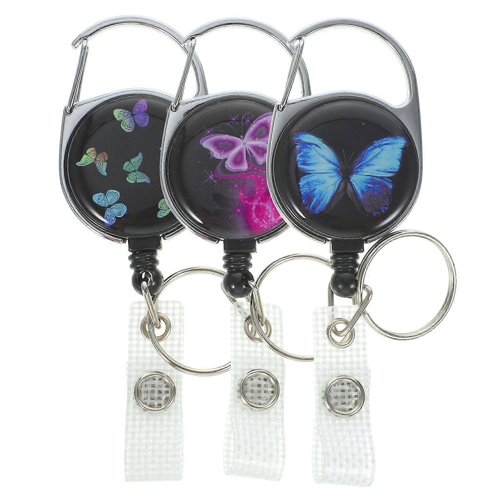 Butterflies-Pattern Portable Badge Clips for Practical Use 3Pcs Cards Buckles