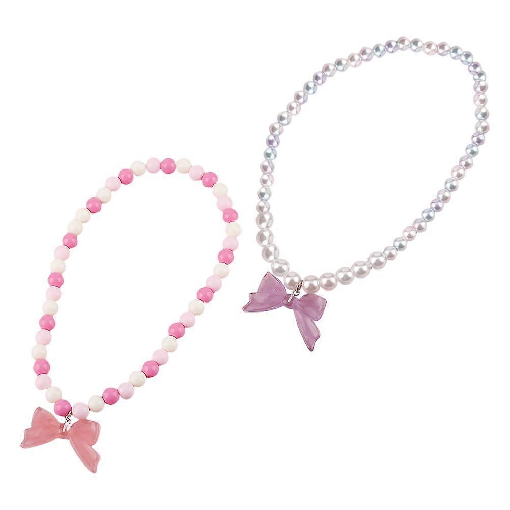 Beaded Necklace for Kid Acrylic Child Necklace for Decoration 2Pcs