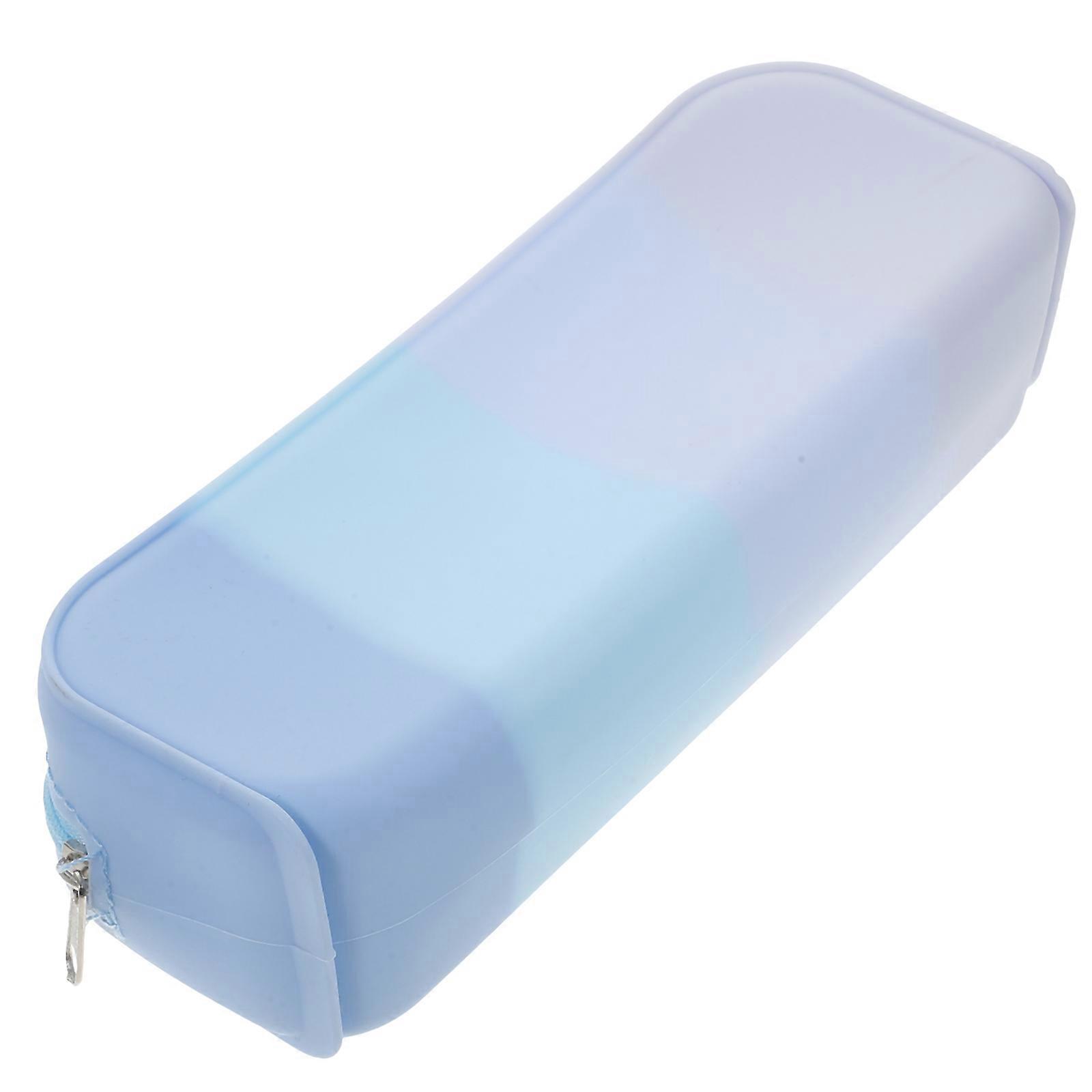 Aesthetic Silicone Pencil Pouch Pencil Case for Storage Use 4Pcs Sky-Blue