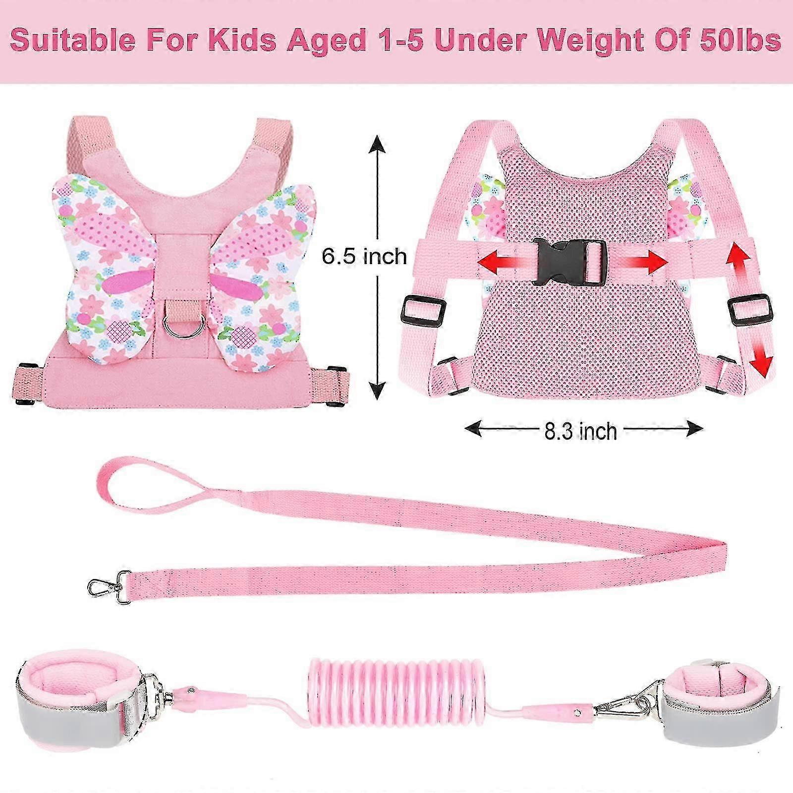 طفل صغير تسخير المقود + مكافحة خسر المعصم لينك، فراشة الاطفال يسخر مع الأطفال المقاود، لطيف الطفل المقود المشي مساعد حزام معصمه