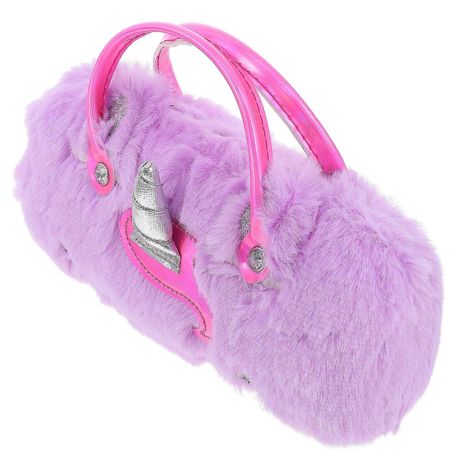 Plush Glasses Case Cartoon Child Eyeglasses Box for Storage 2Pcs Violet