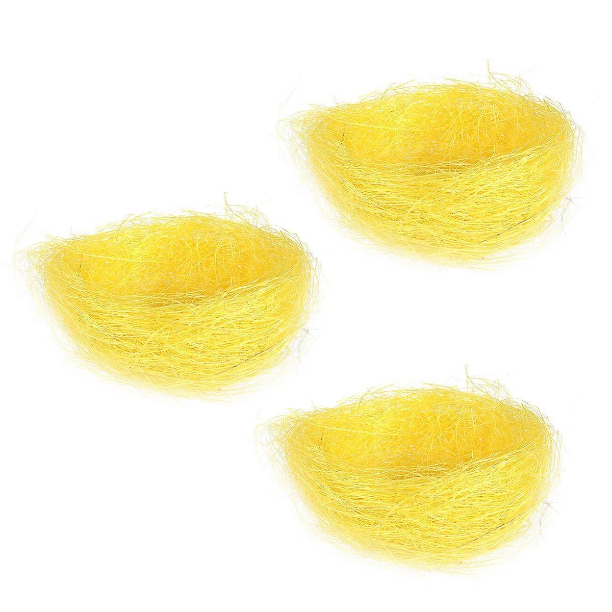 Yellow Easter Nest Artificial Nest for Storage Use 9Pcs Bird Nests