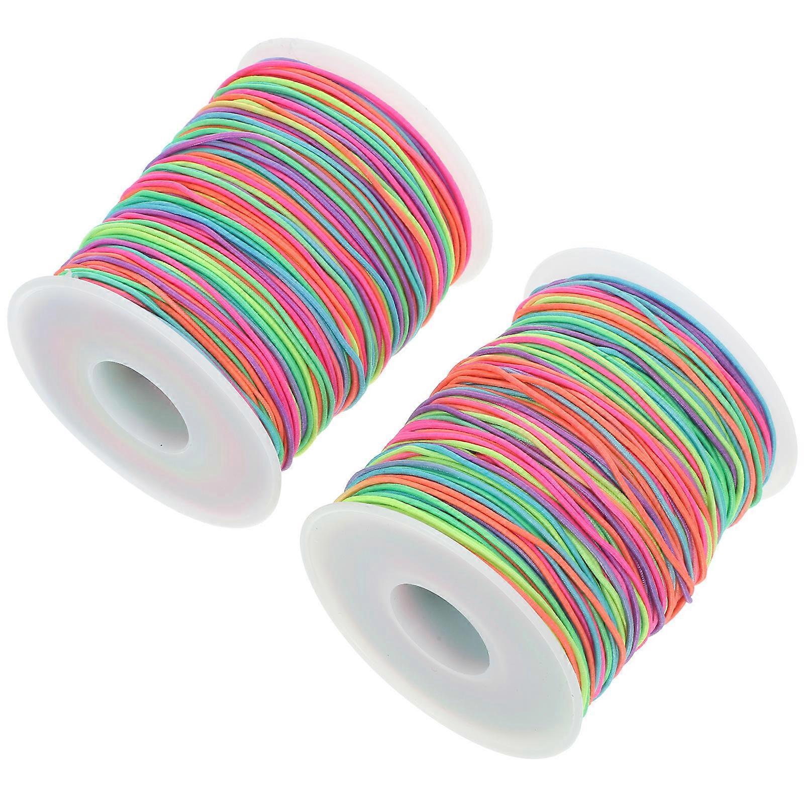 Elastic Bracelet Rope 2 Rolls Multi Color Chinlon Cord for Craft Projects and Diy Activities