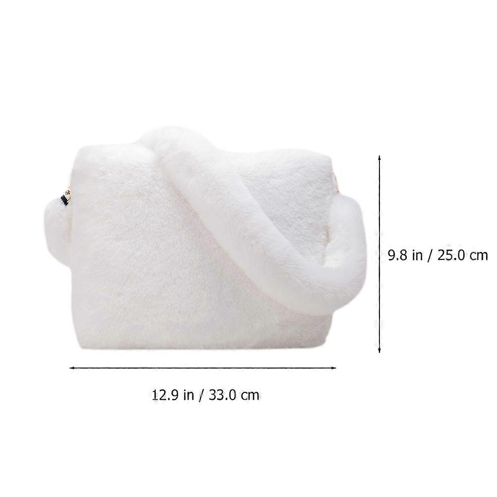 Large Capacity Shoulder Bag 1Pcs White for Storage Use Plush Design