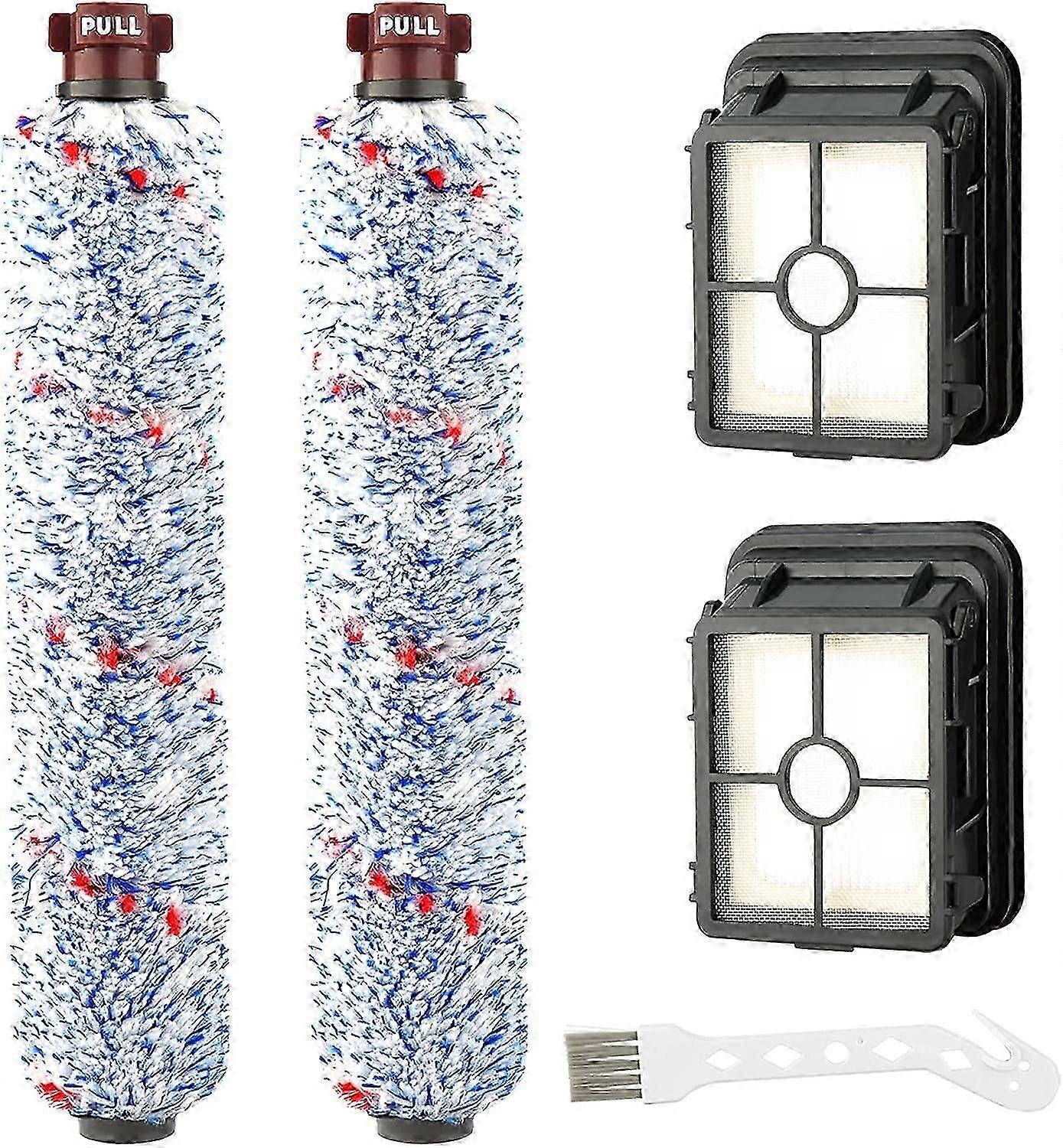 Replacement Accessories 2 Multi-Surface Roller Brushes + 2 Filters for BISSELL Crosswave Series 17132 and 2225N