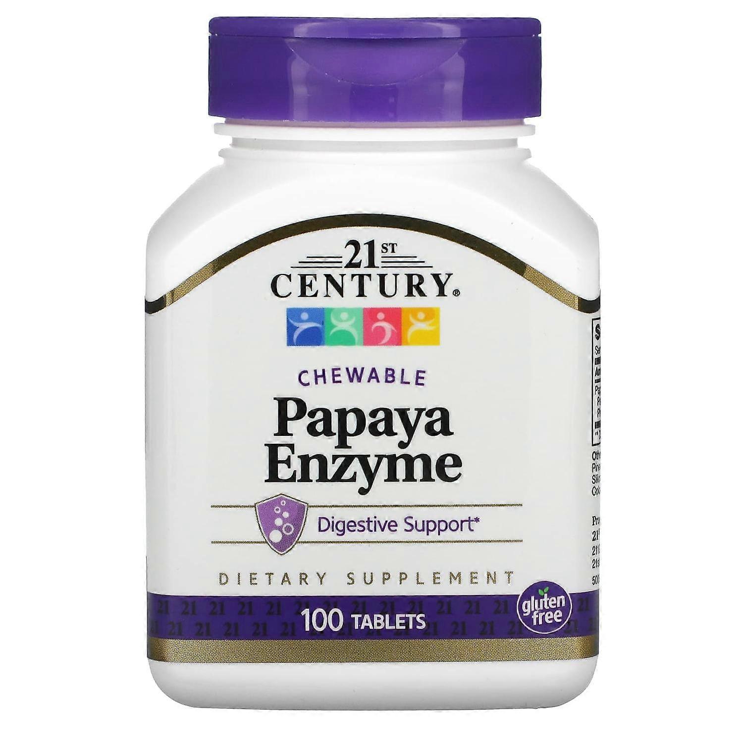 21st Century, Papaya Enzyme, Chewable, 100 Tablets