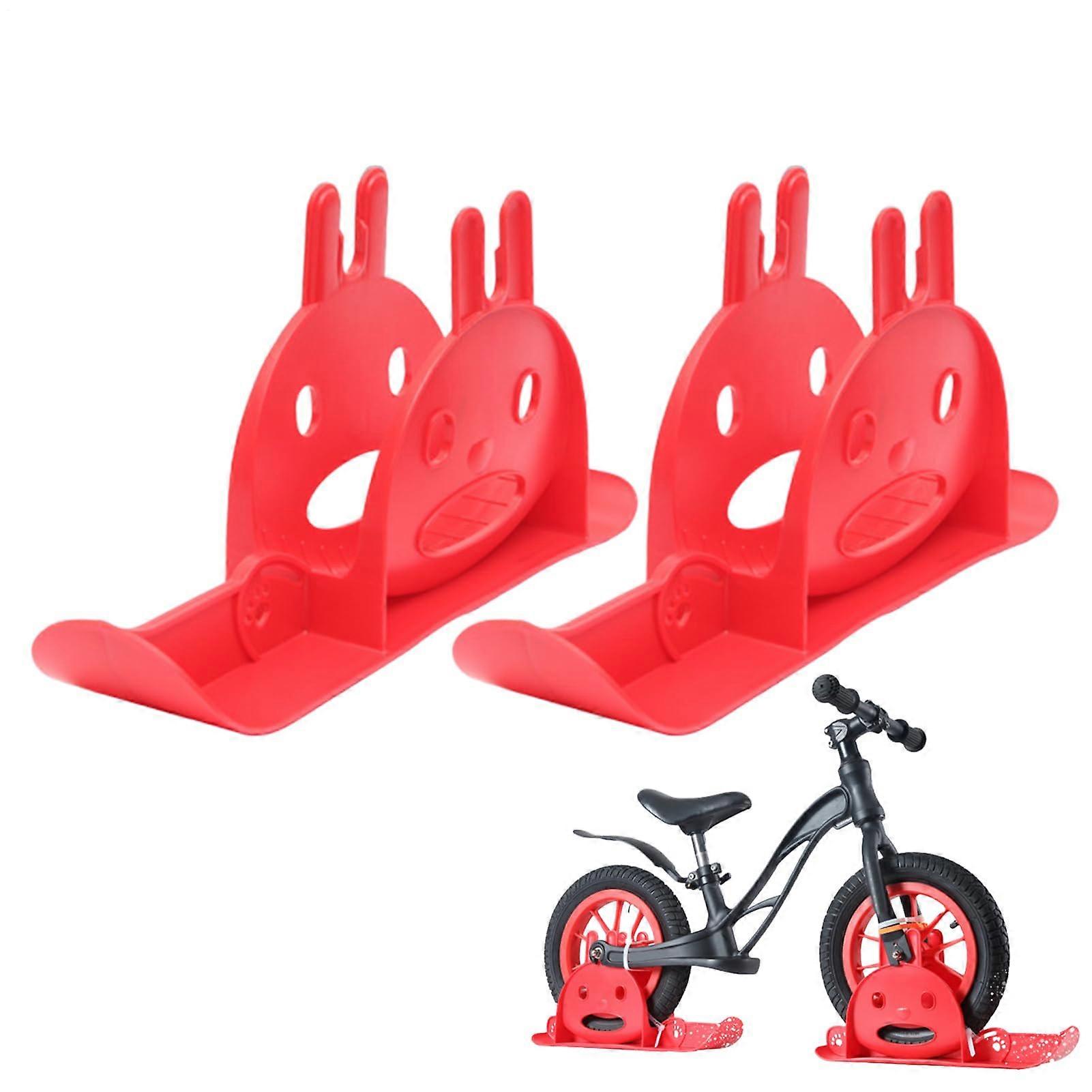 Scooter Skiing Snow 1 Pair Sledge Without Pedals AntiSkid Snow Sleds For Mountain Trails Hiking Park Toddlers Red