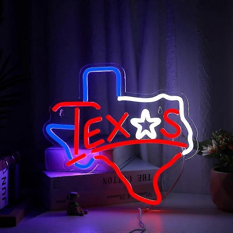 Panneau néon Texas alimenté par USB, lumière étoile solitaire à intensité variable, compatible avec la décoration de la chambre et de la cave, 32,5 x 30,5 cm – Superbe cadeau d'anniversaire