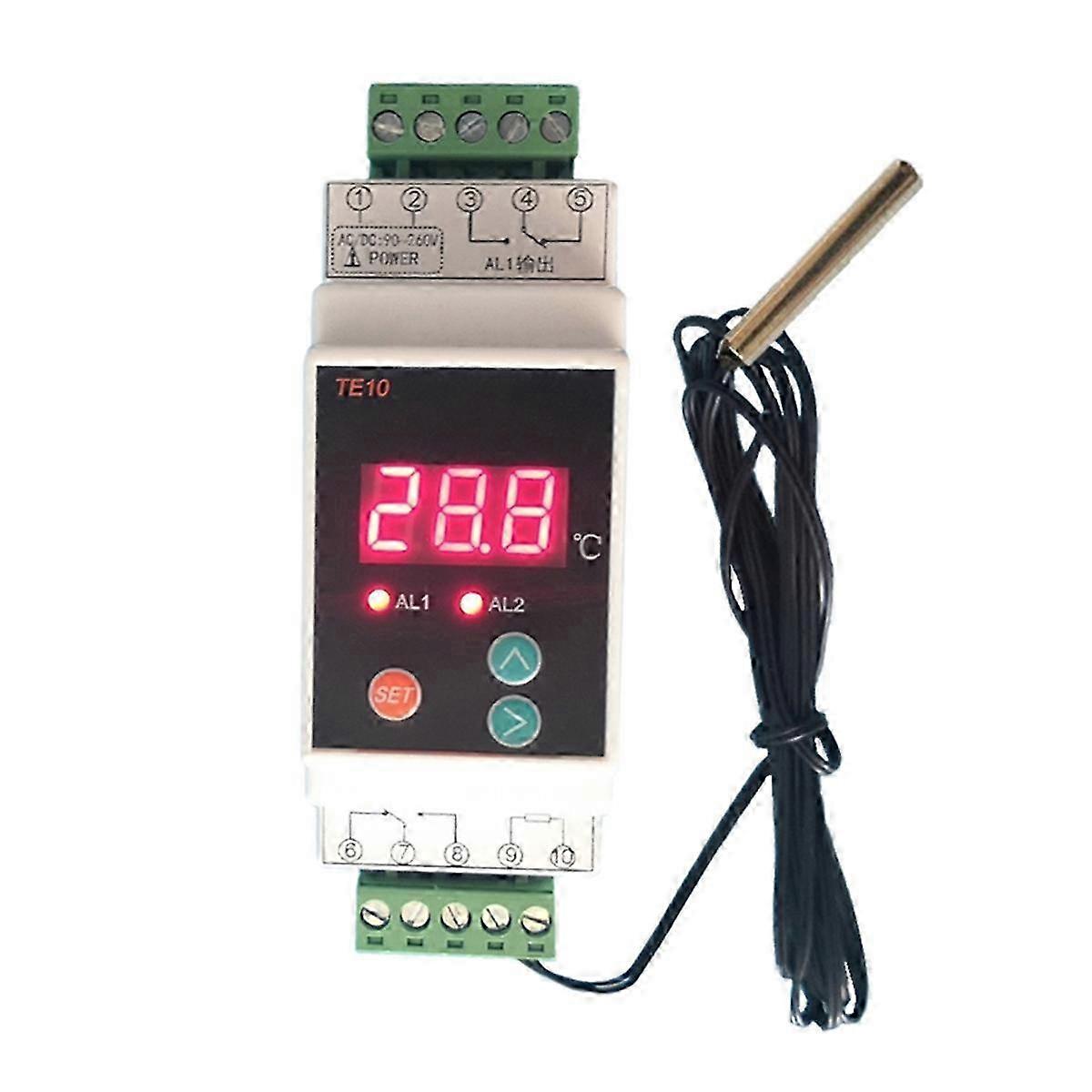 Din Rail Thermostat -40°C to 110°C, 2-Way Output, Temperature Alarm, 7A/250V Controller