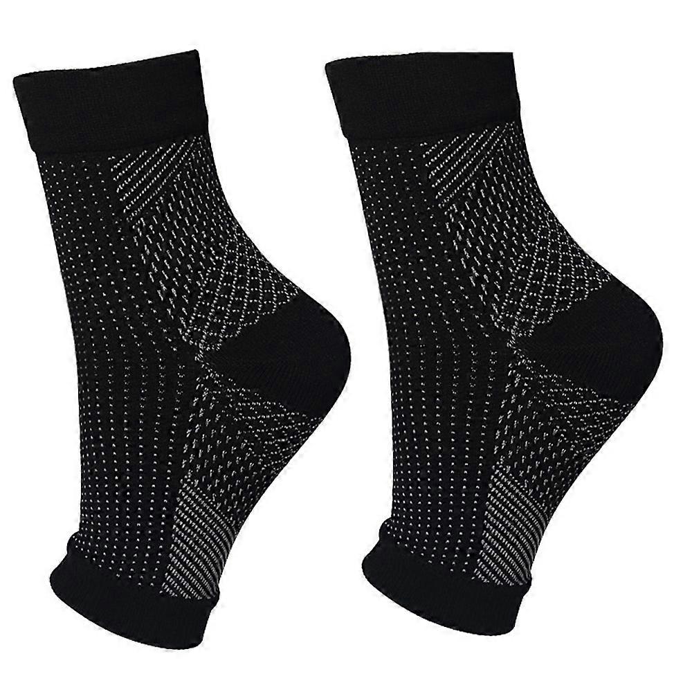 1Pair Ankle Compression Sleeve - 20-30mmhg Open Toe Compression Socks for Swelling, Plantar Fasciitis, Sprain, Neuropathy