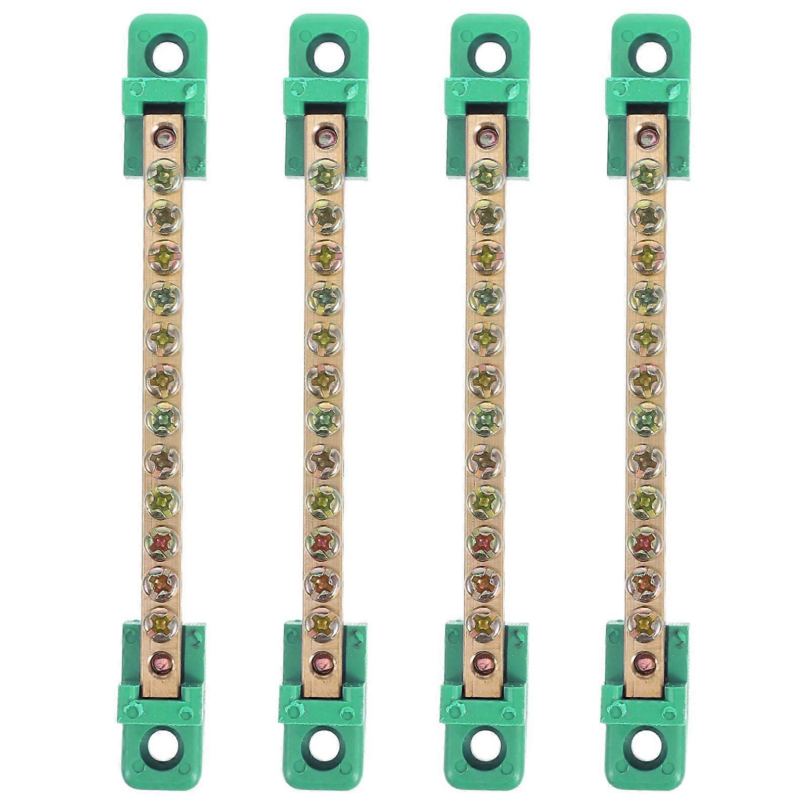 4pcs Ground Bus Bar Terminal Block Terminal Strip For Electrical Grounding And Power Distribution Ideal For Marine And Panel Applications Green