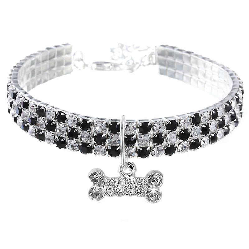 Dog Collar Diamond Bone 20cm 25cm 30cm Sml
