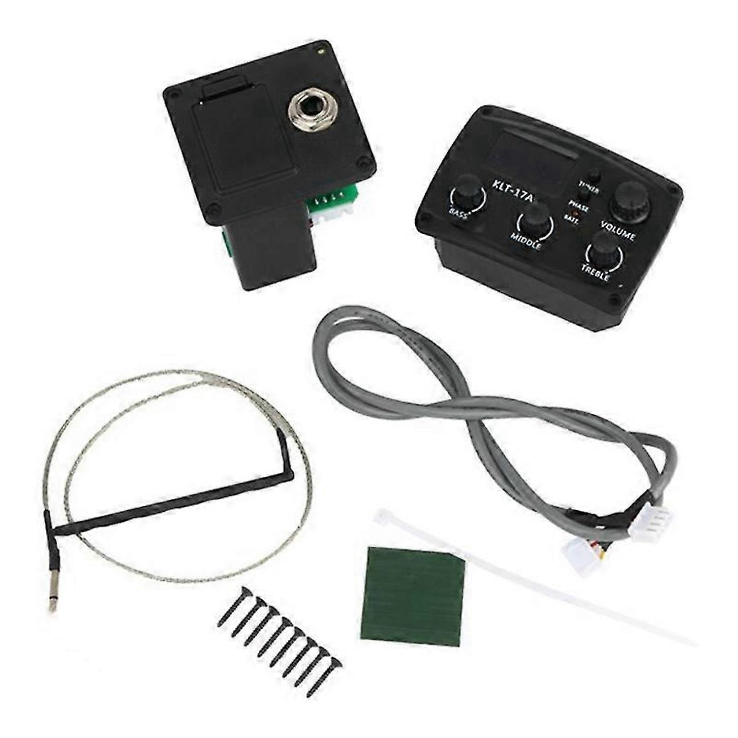 KLT-17A Acoustic Guitar EQ Preamp with Digital Procedding Tuner 3 Band EQ Equalizer with Tuner Guita