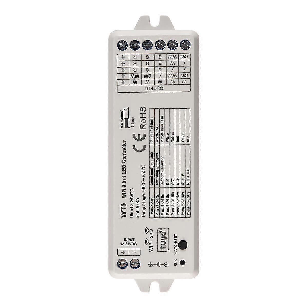 Tuya LED Controller 5 in 1 Dimmer CCT RGB RGBW RGBWW RGBCCT Strip Smart Life Wifi 2.4G RF Remote Con