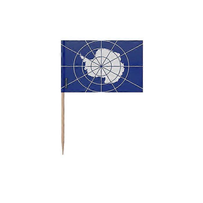 Official Antarctic Flag Toothpicks - 8 cm - 100 pieces - Adhesive plastic - Bamboo stick - Pixelforma
