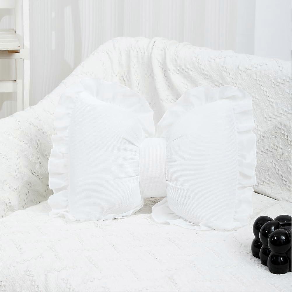 Bow Pillow Bow Shaped Decorative Plush White Bowknot Throw Pillow For Sofa Lumbar And Car Backrest Cushion