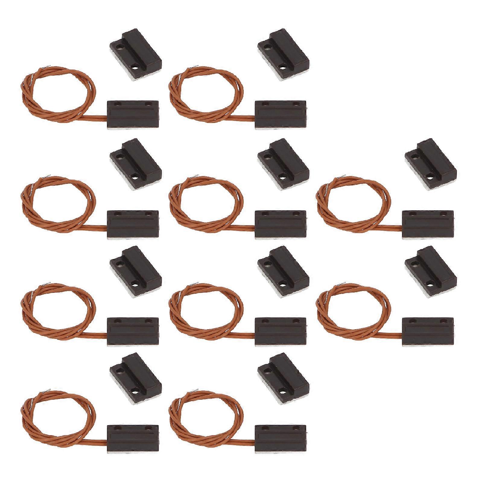 10 Sets Magnetic Reed Switch DC100V NC Recessed Wired Door Window Sensor Switch for Alarm System MR‑38 