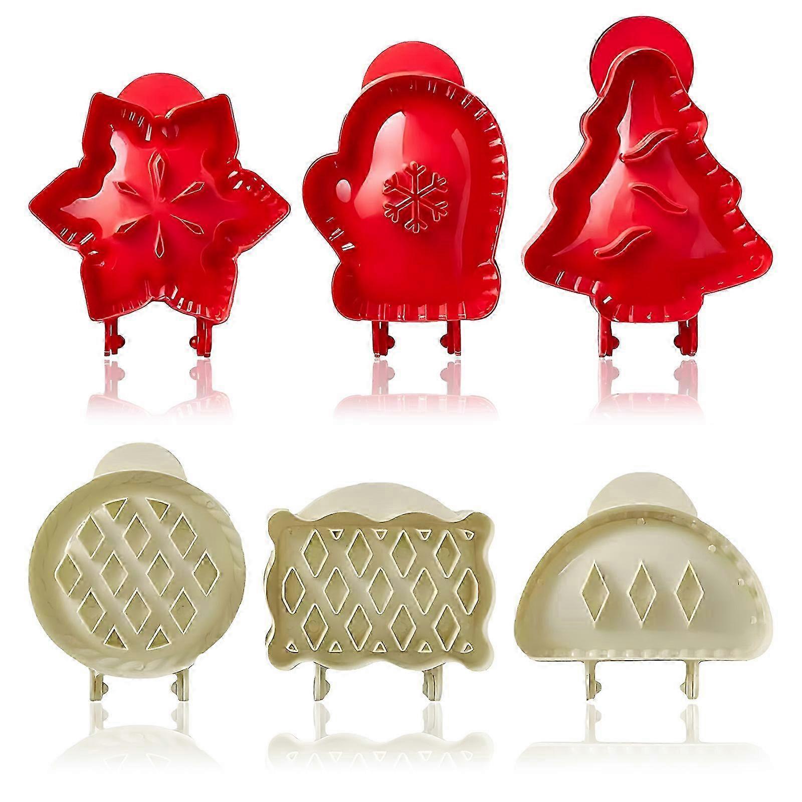 6PCS Mini Pie Molds, Dough Presser Pocket Pie Molds for Baking Mini Pie Maker,Heart, Snowflake, Christmas Tree Shapes