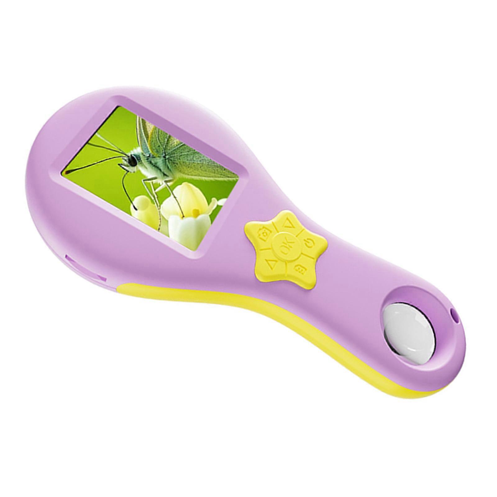 Student Microscope Set 2MP High Resolution Imaging 8 LED Lighting System for Science Fair Projects Reading Observation  Purple yellow