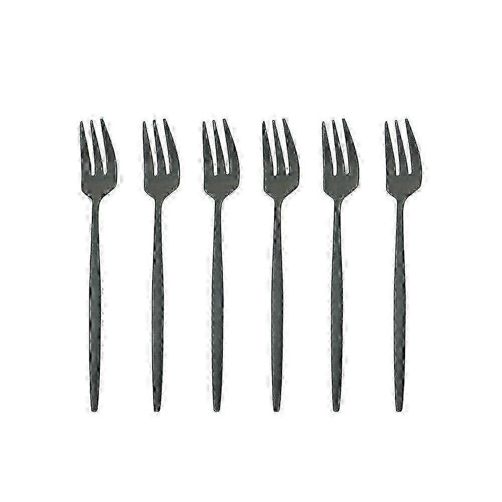 6 stk matte gafler sett fargerikt rustfritt stål for dessertkake frukt