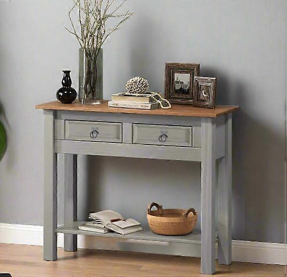 Grey Solid Pine Rustic Furniture With 2 Drawers - Mexican Style