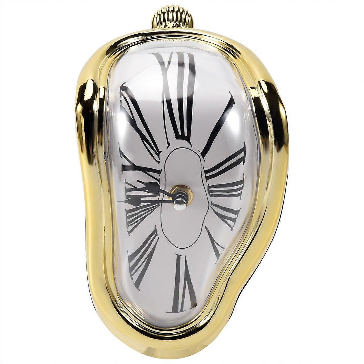 Melting Clock, Block-Type Twisted Clock,Melted Clock for Decorative Home Office Shelf Desk Table Fun