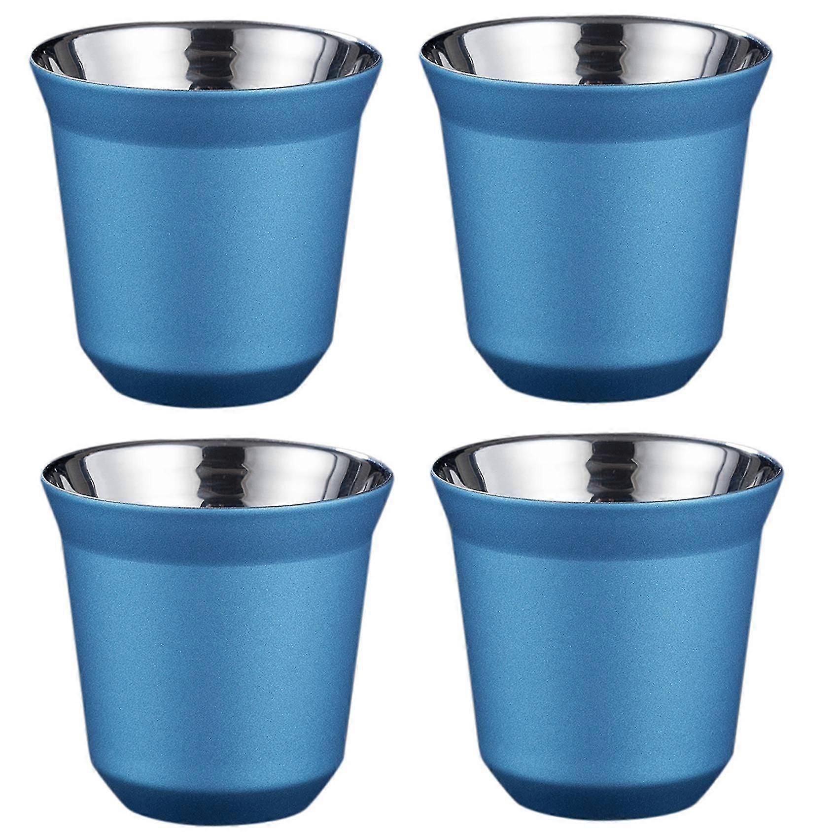4x, 80ml Double Wall rustfritt stål Espresso Cup Isolasjon For Pixie Coffee Cup Capsule Shape Cof