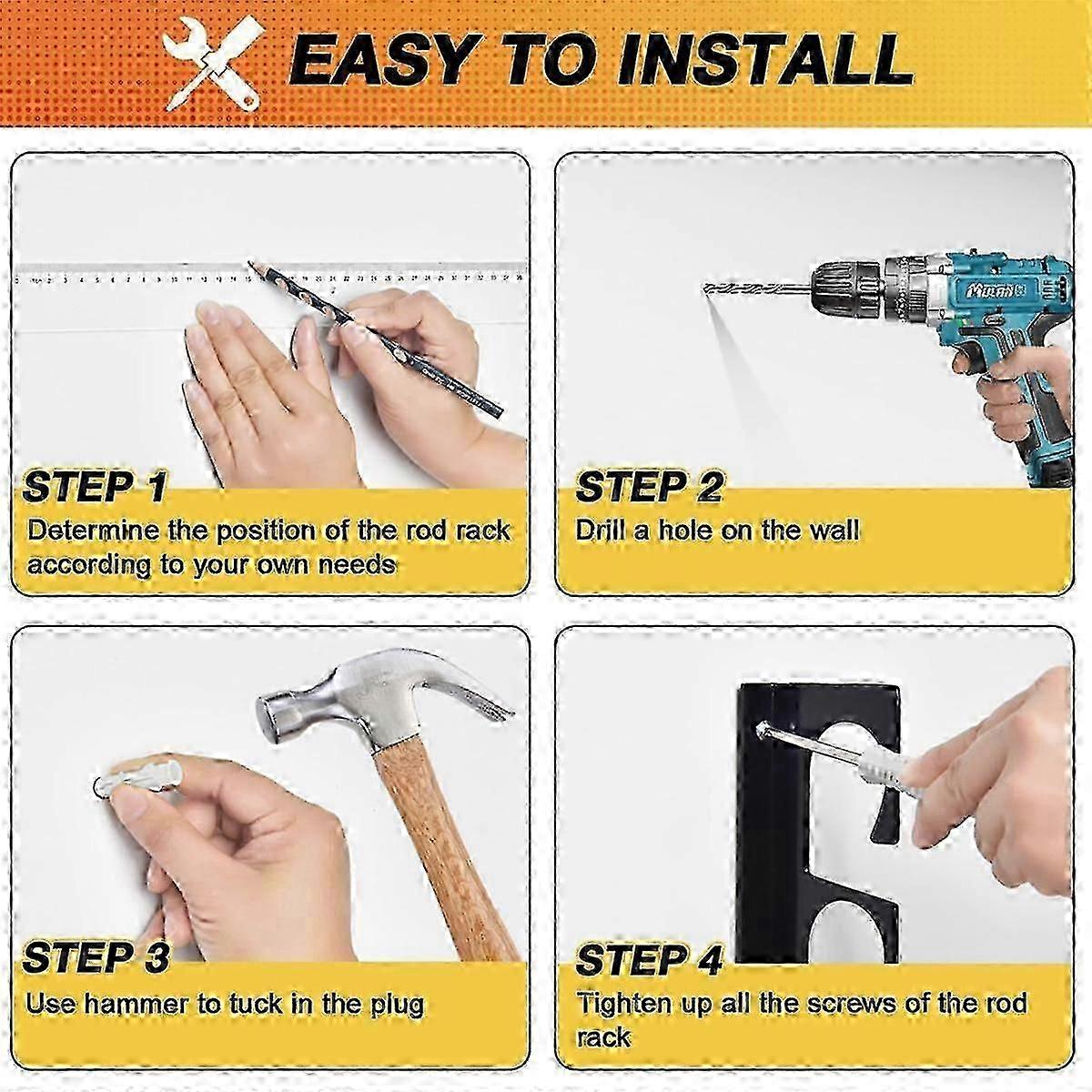 حامل قضيب الصيد المثبت على الحائط رف دعم أفقي رف تخزين السقف لقضيب الصيد Storag