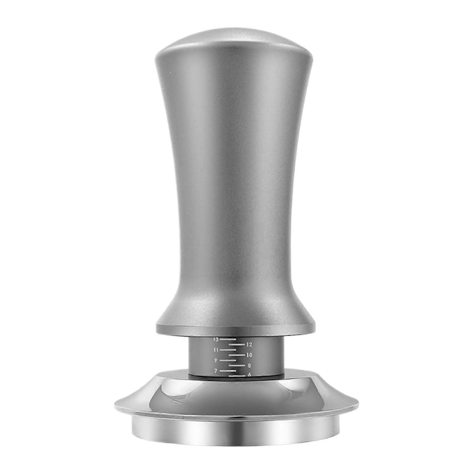 Spring Tamper 53 Mm Adjustable Depth Manual Coffee Tamper For Professional Baristas Grey Silver