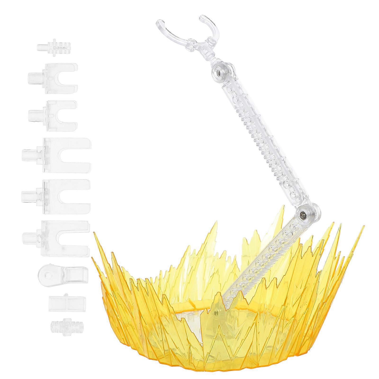 Yellow Shock Impact Action Figure Display Stand Plastic Base