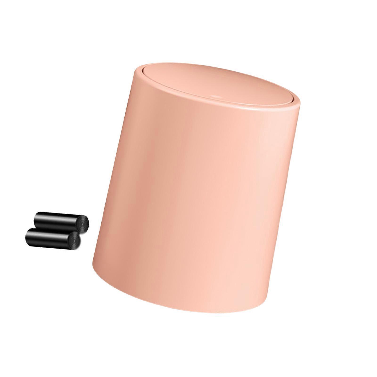 Elegant Accent Press Type Trash Container Bathroom Storage Bucket Garbage Can Fit Seamlessly in Small Space  Pink