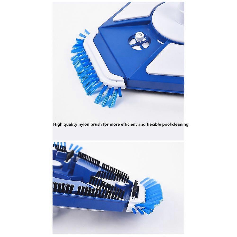 Pool Vacuum Head with Side Brush Universal Steering Handle & Universal Rotatable Hose Adapter