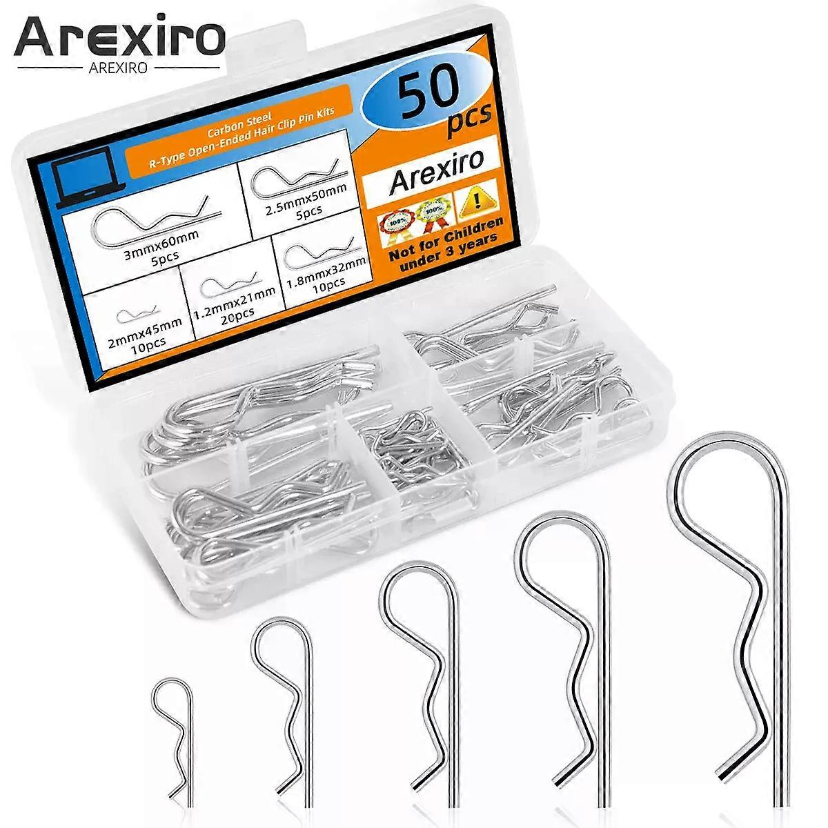 50Pcs Cotter Pins Combination Kit Heavy-duty R-clip Hardware Pins Spring Fastener Hanging Pins used for trailer locking