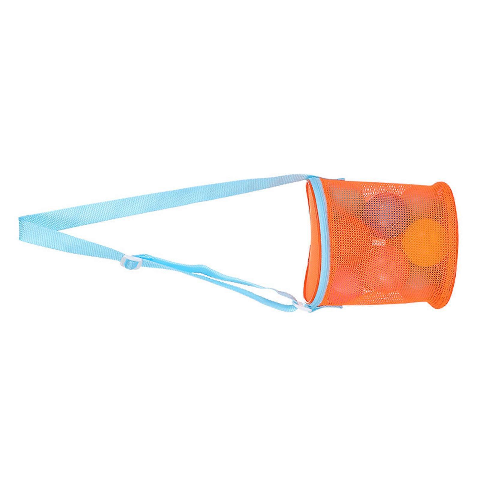 حقيبة لعبة رملية حقيبة شاطئ شاطئ حقيبة تخزين الأصداف البحرية حقيبة أكتاف الشاطئ حقيبة كيد بيتش دلو حقيبة شاطئ صافي لقضاء العطلات حزام أزرق برتقالي