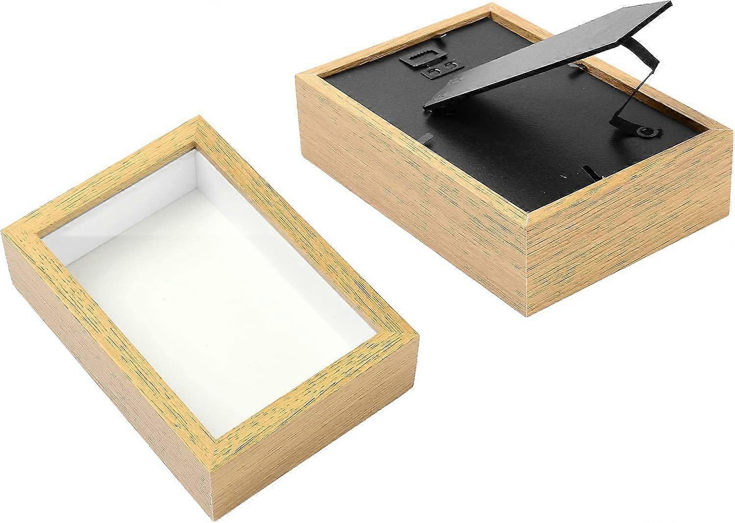 4.7x6.7 Inch Shadow Box Display Case Wood Box Frame Picture Hang for Farmhouse Collectible Memorabilia Pins Awards Medals Tickets and Tabletop Display