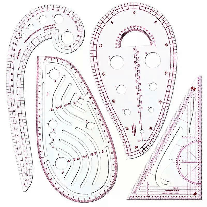 4pcs Set Tailor Measuring Ruler Kit DIY Tailor Patterns Sewing Drawing Quilting Tools Clothing Patchwork Cutting Curve Craft