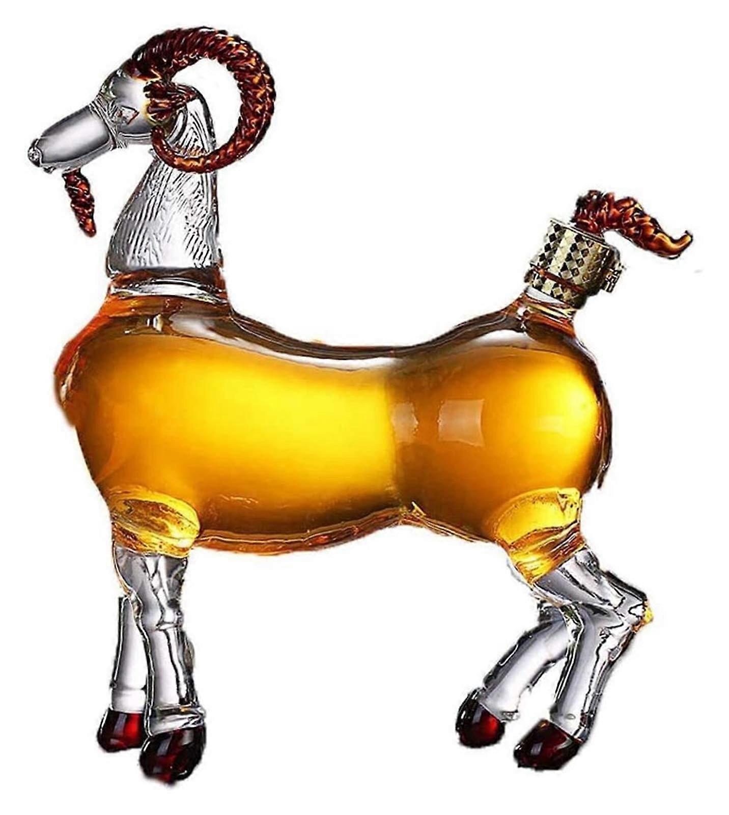 Wine Decanter Sheep Shaped Hand Blown Borosilicate Glass Whiskey Bottle Zodiac Set