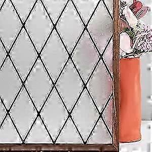 Decorative static cling window film black grid frosted privacy for glass partitions