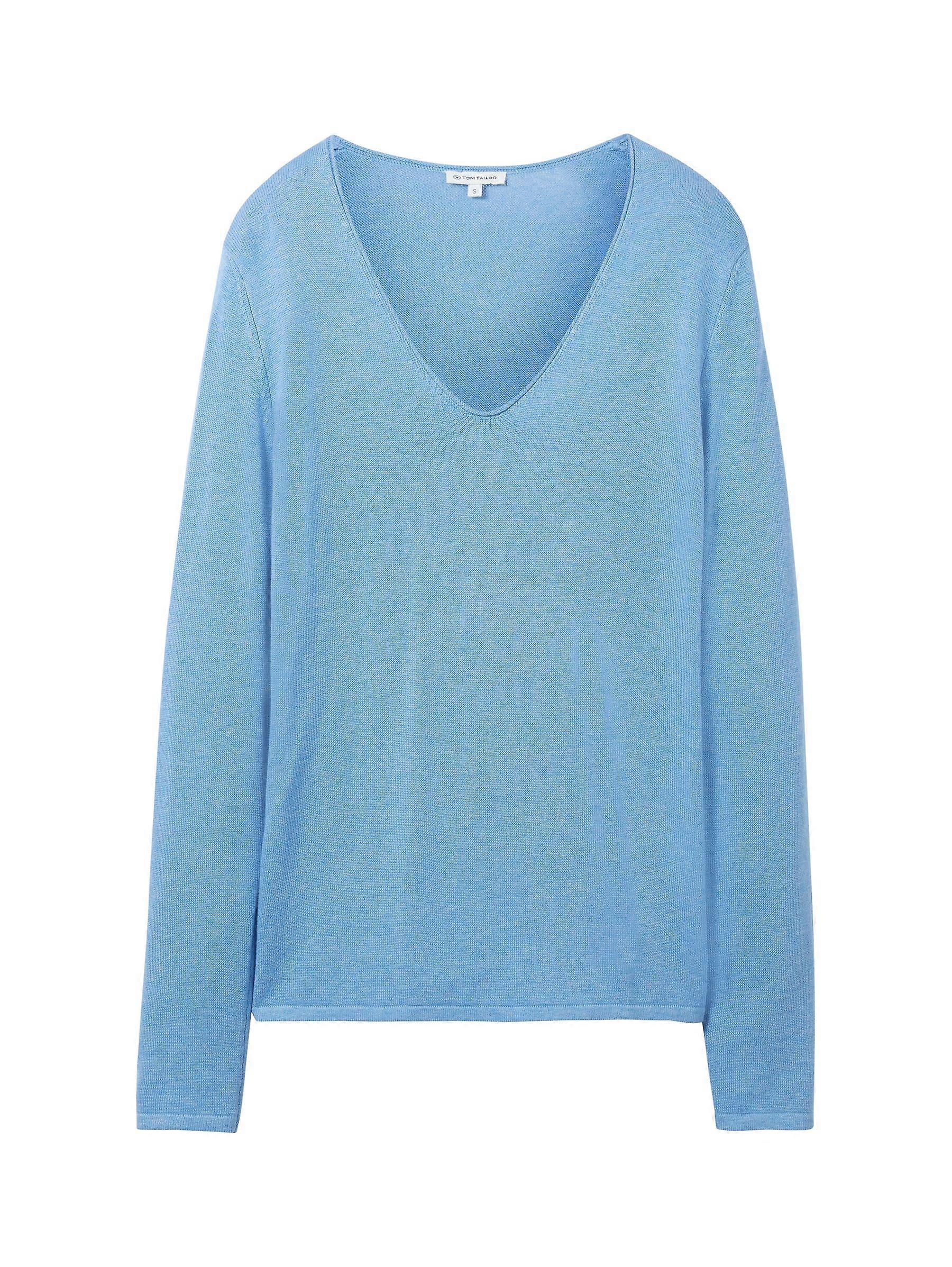 TOM TAILOR Damen Dünner Strickpullover Knitted Basic Stretch Sweater V-Neck