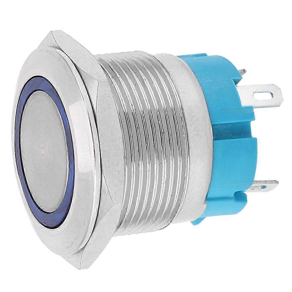 4-pin self-locking push-button switches with 22mm luminous ring, IP65, for boat and vehicle modification (blue, 12-24V DC)