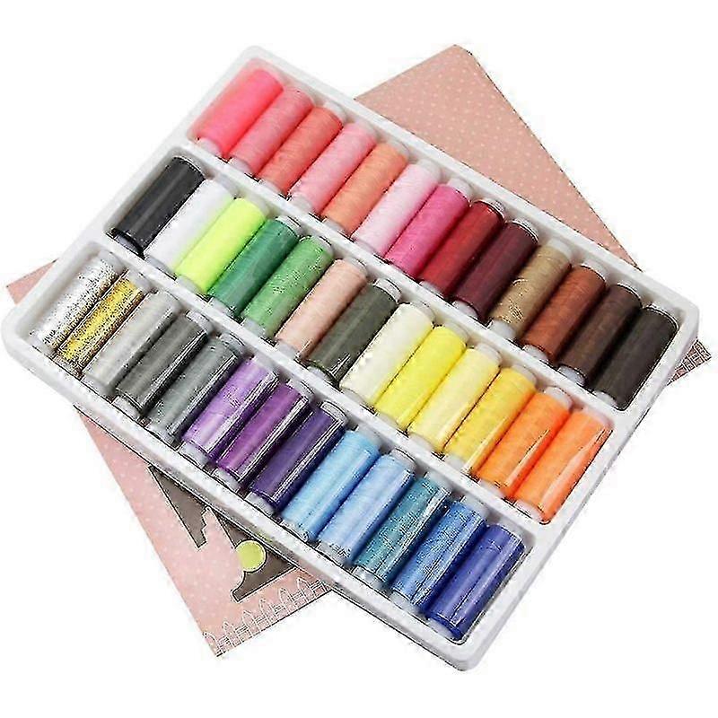 Sewing Thread (39 Assorted Colour) Strong Thread for Sewing Machine Hand Stitching Advanced Polyester Thread Spool Set Colorful Sewing Supplies