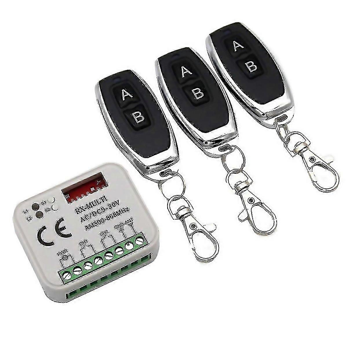 Remote Receiver for Garage Gate Supporting 433/868MHz RX Multi Band 300-900MHz AC/DC 9-30V with Infrared Remote Control