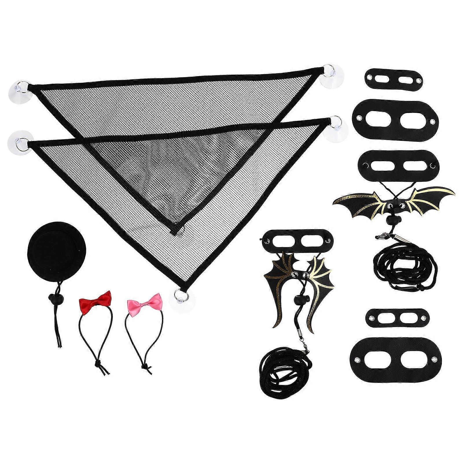 Adjustable Gecko Harness Leash Set for Pets Including Decorative Hat 2Sets