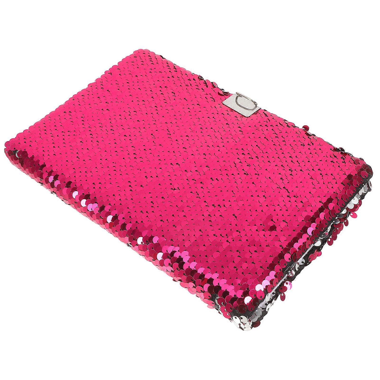 Sequin Notebook for Kids with Lock Reversible Rosy Paper and Plastic