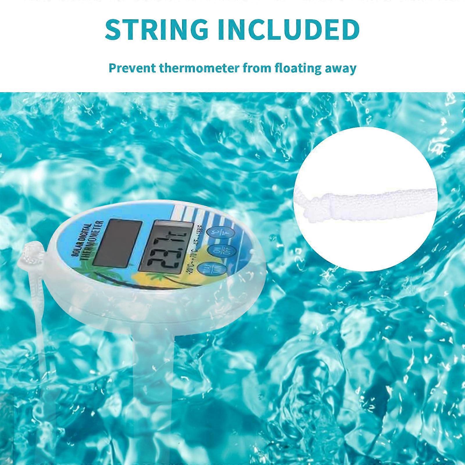 Loyerfyivos Solar Pool Thermometer, Floating Digital Thermometer with Lanyard, Easy-to-Read for Spa, Hot Tubs, Ice Baths, Fish Pools