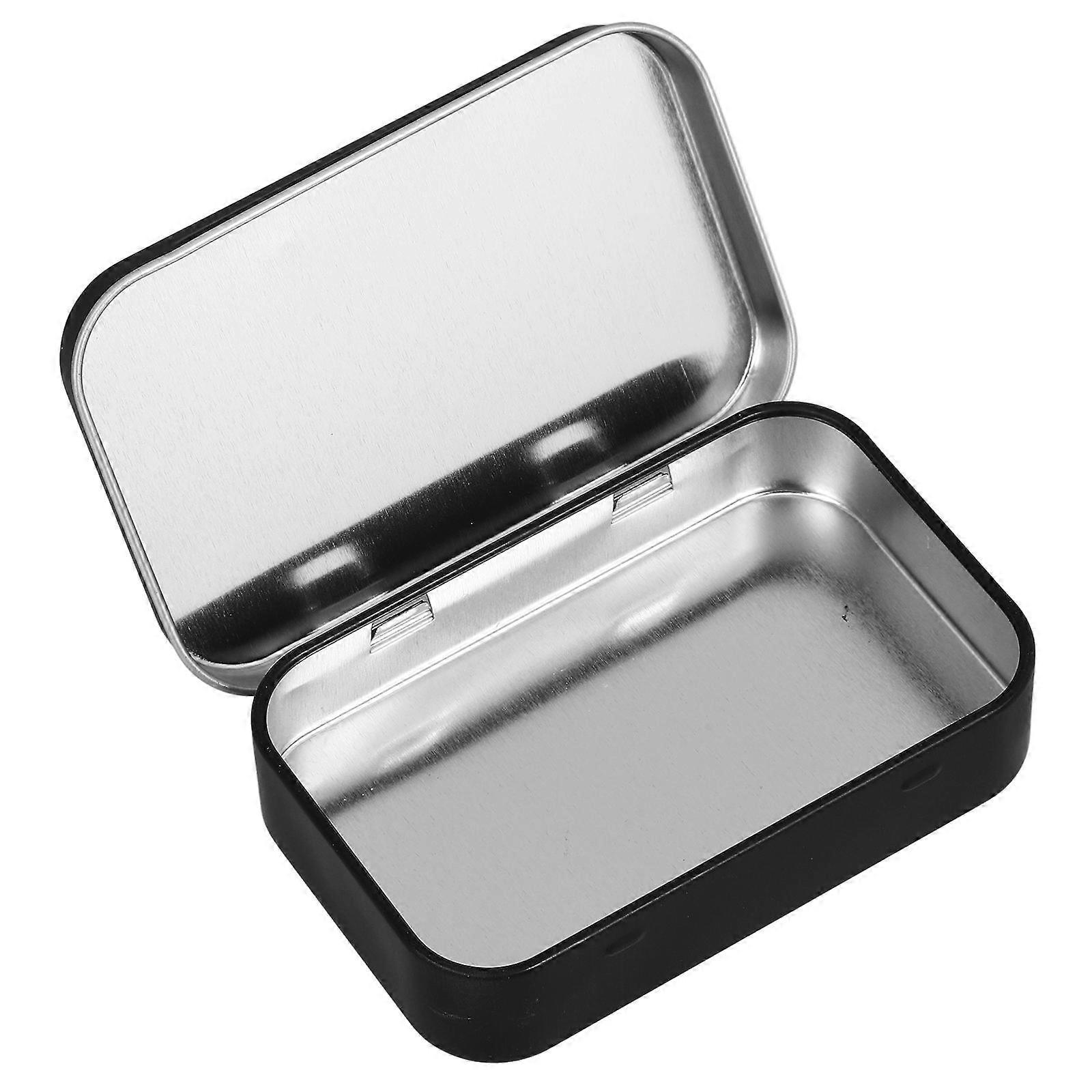 Black Tinplate Metal Box for Storage Use with Hinged Lid